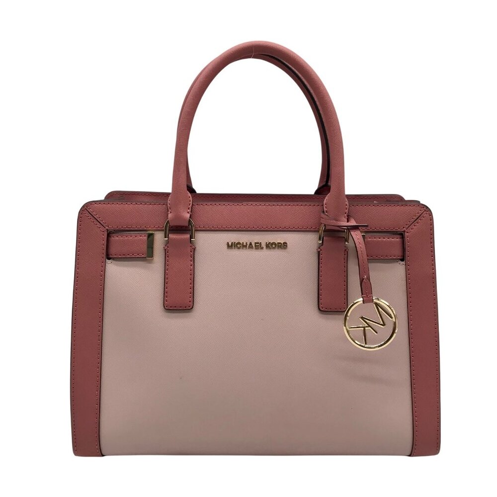 Michael Kors Pink Saffiano Leather Dillon Convertible Satchel Bag